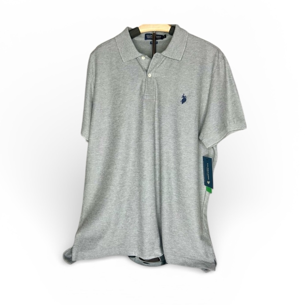 NWT U.S. Polo Assn. Light Gray Polo Shirt MENS SIZE L preppy classic